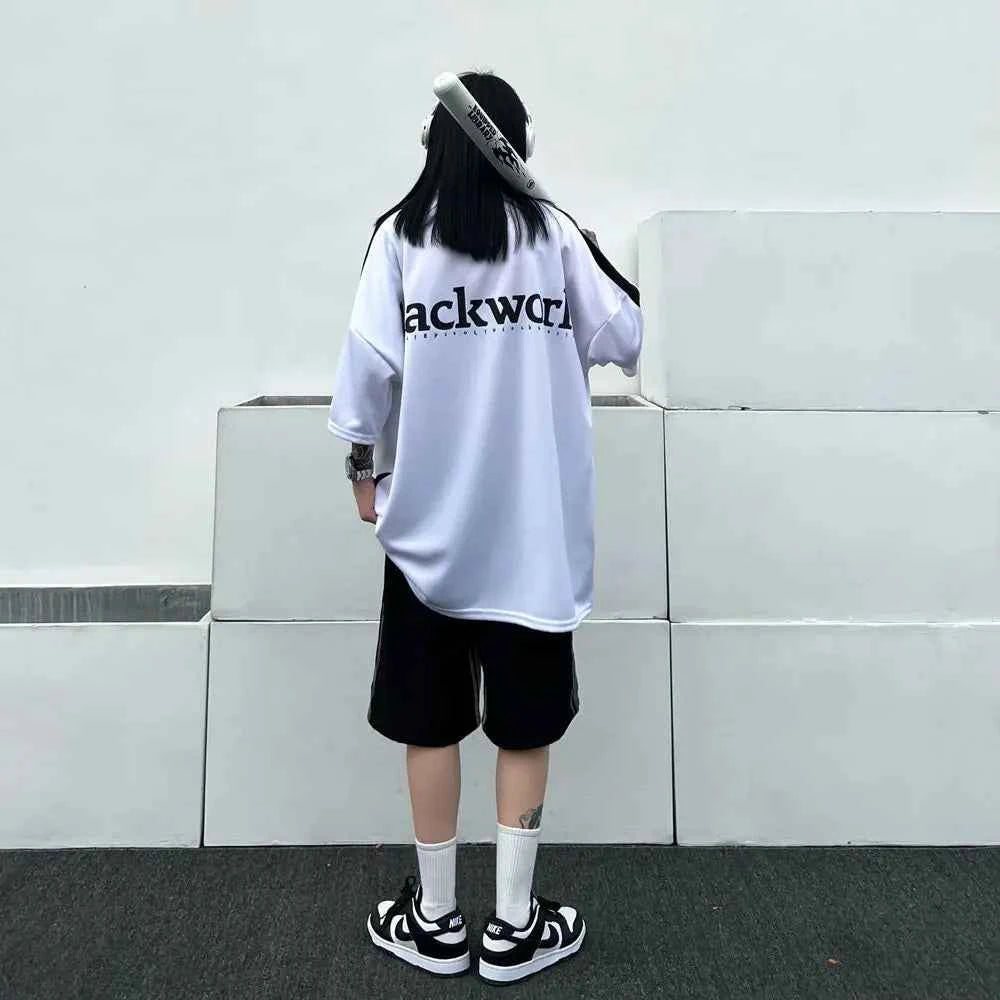 Retro American Style Baseball Print Long T-Shirt