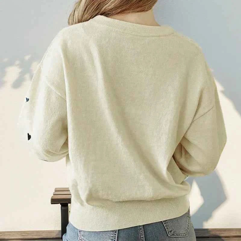Cozy Flattering Heart Knit Sweater