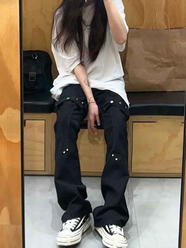 Chic Minimalist Retro Flare Denim Jeans
