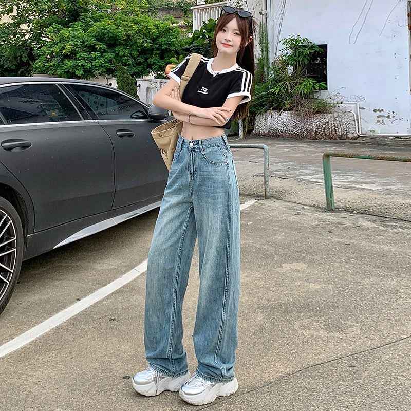 Fashionable High Waist Wide Leg Jeans