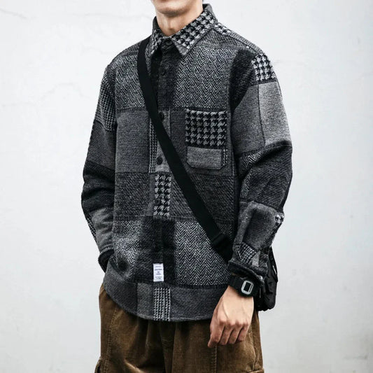 Retro Dark Color Plaid Shirt