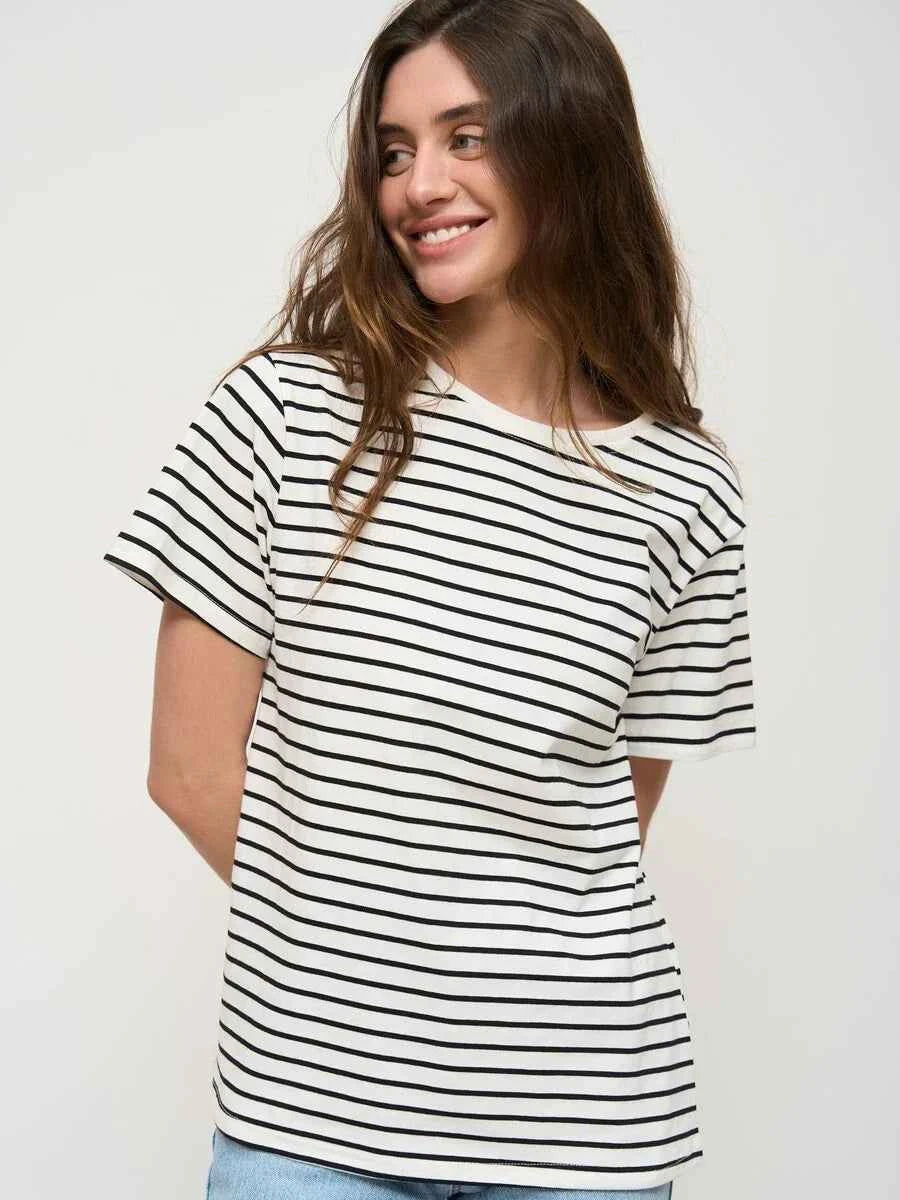 Striped Summer Short Sleeve Knitted T-Shirt