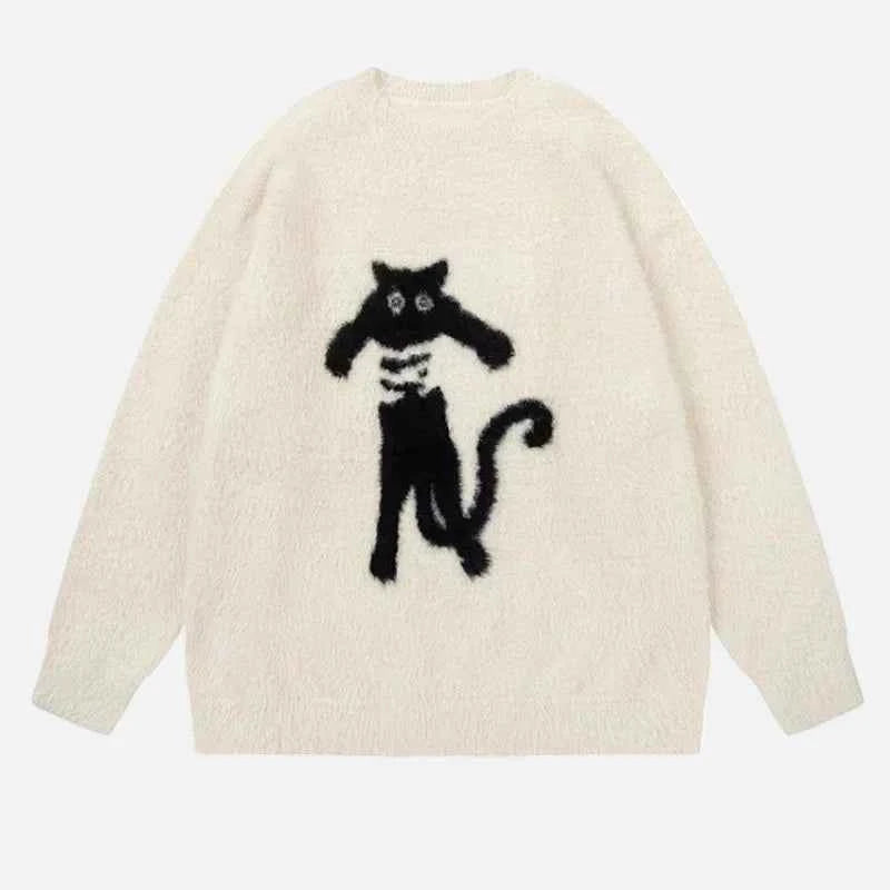 Cozy Japanese Cartoon Cat Knitwear Sweater