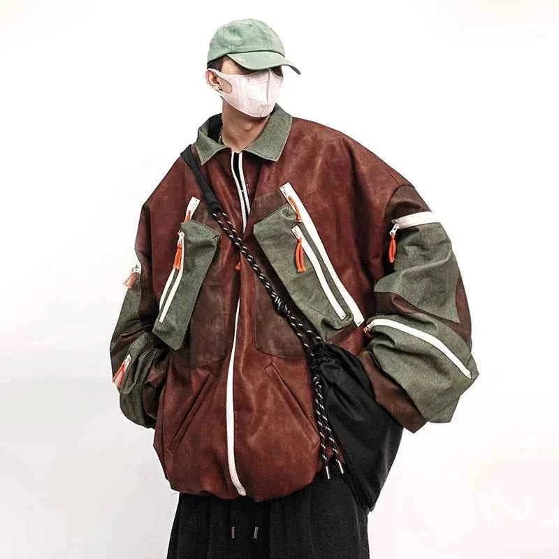 Handsome Streetwear Multi-Panel Leather Jacket