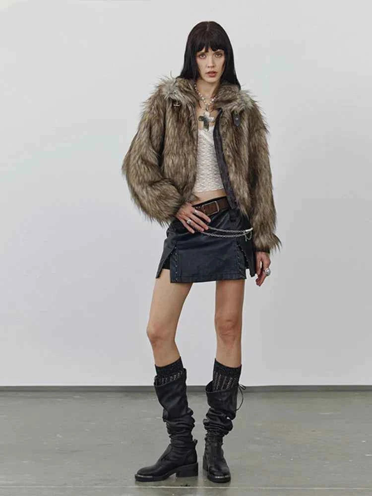 Women Autumn Winter Thick Faux Fur Jacket