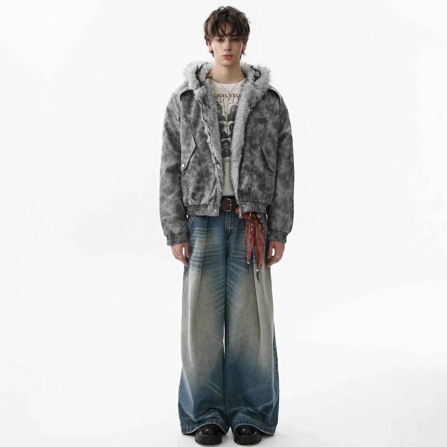 Durable Thick Parkas Fur Collar Hooded Jacket