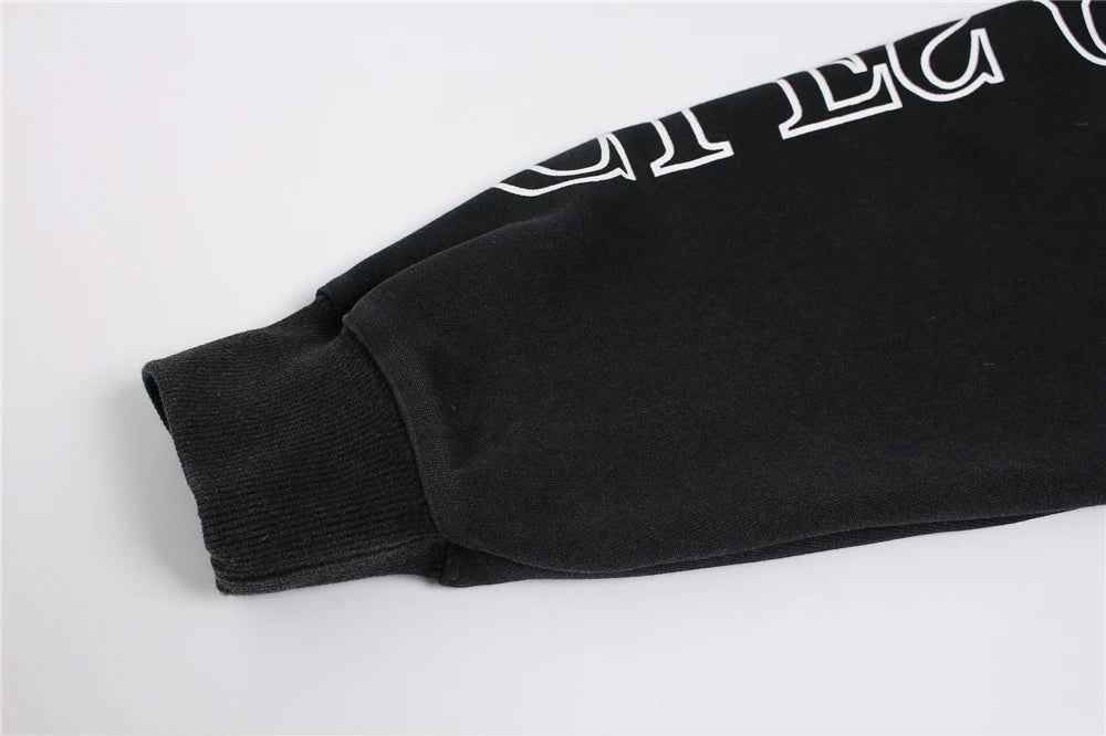 Y2K Gothic Rivet Printed Black Casual Hoodie
