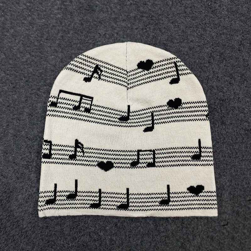 Knitted Music Pattern Beanie