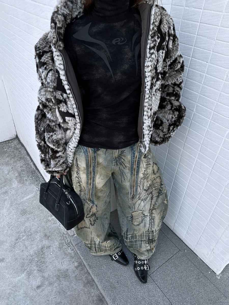 Boyfriend Vintage Embroidered Cool Baggy Jeans