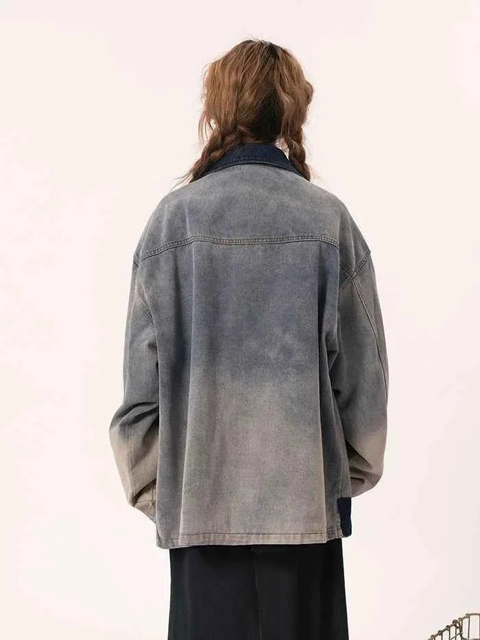 Chinese Style Retro Spliced Casual Denim Jacket