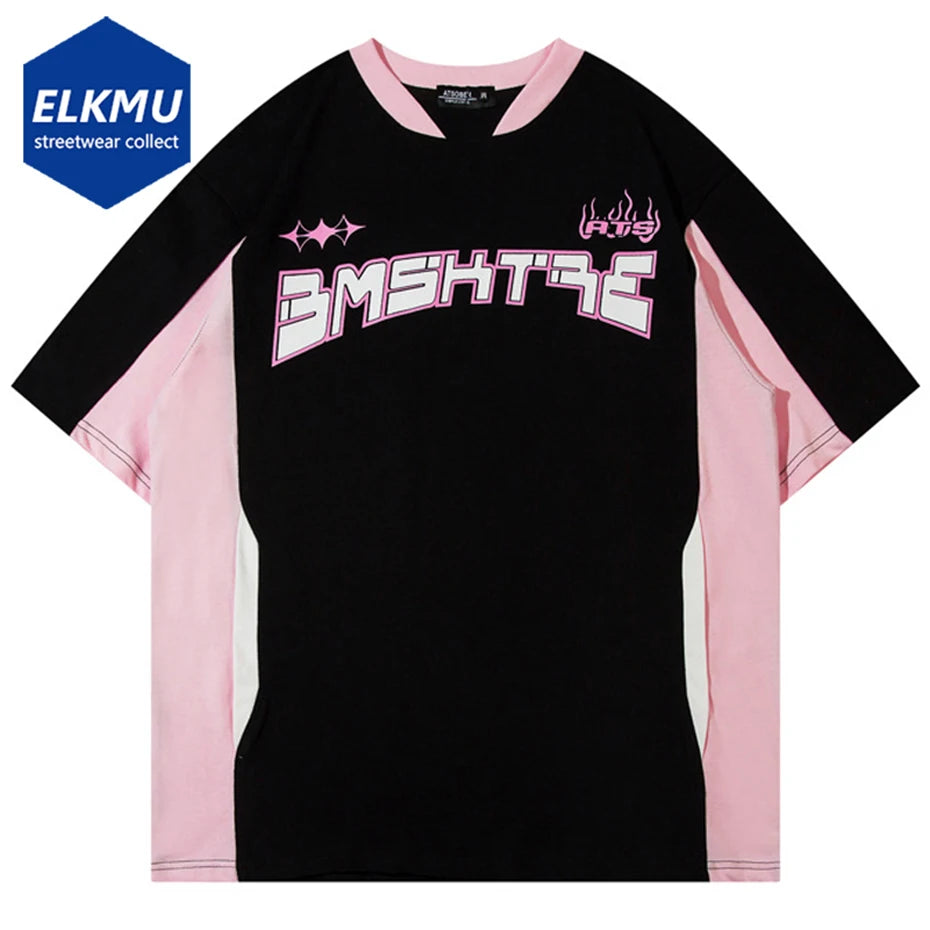 Streetwear Printed Patchwork Oversized Fashion Casual T-shirt
