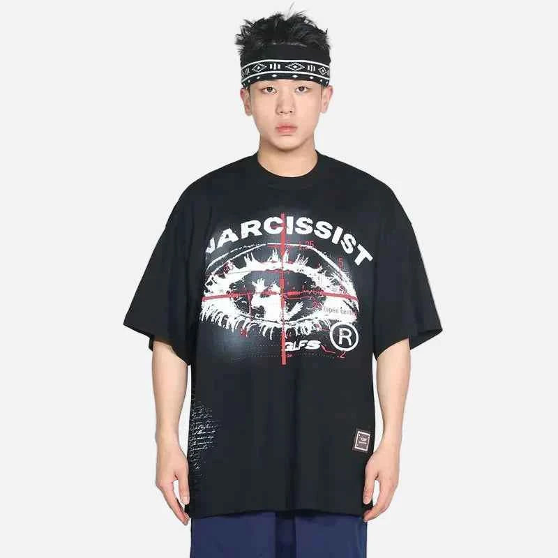 Grunge Eye Cross Graphic Printed T-Shirt