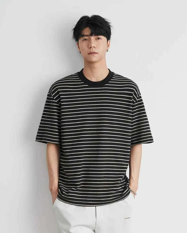 Y2k Men's Cool Comfortable Striped Short Sleeve T-Shirt