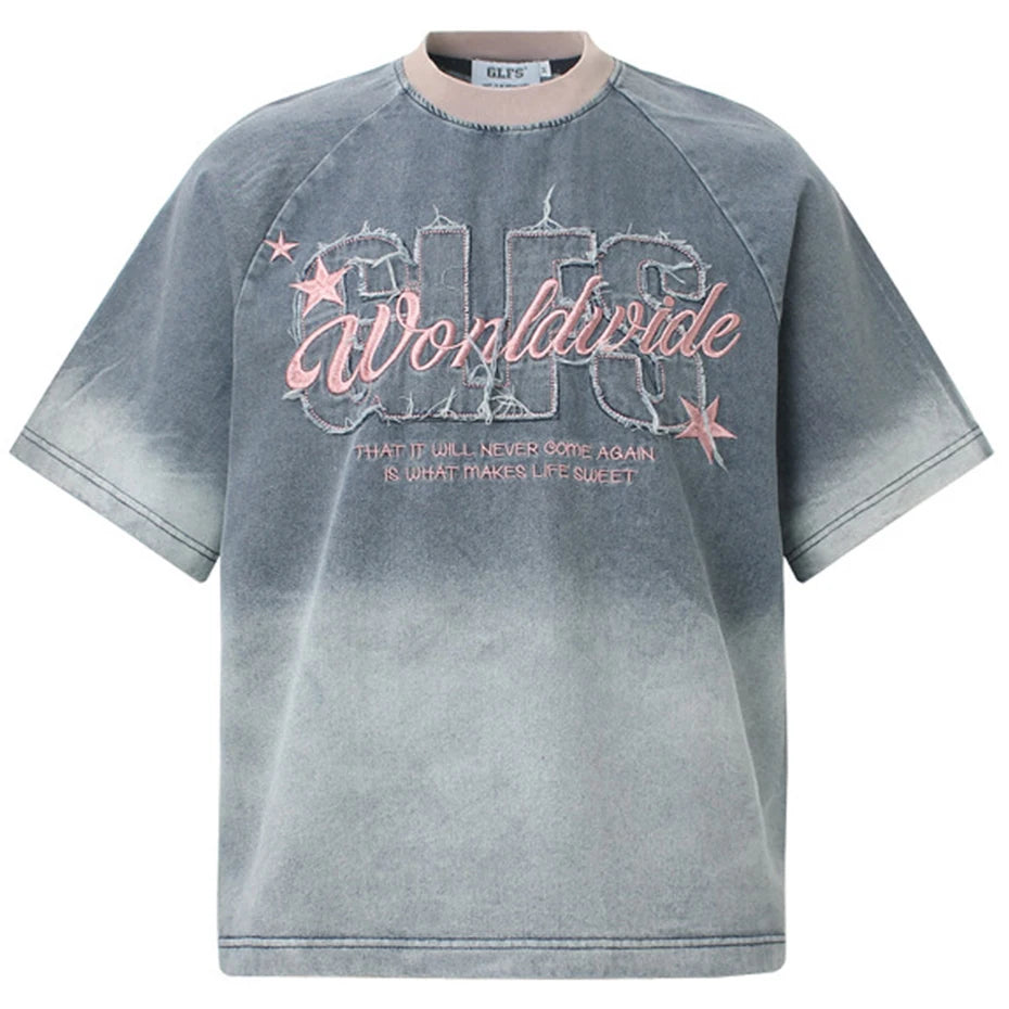 Streetwear Patchwork Denim Oversized T-Shirts