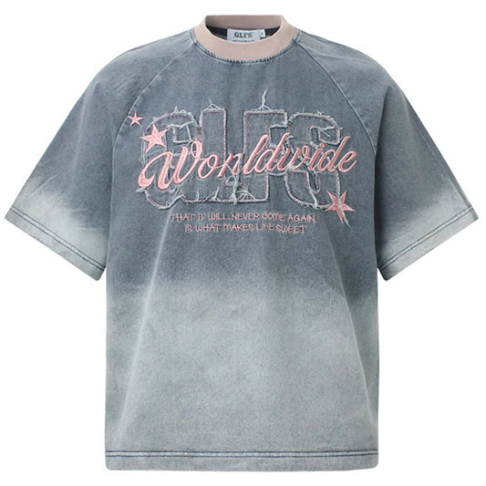 Streetwear Patchwork Denim Oversized T-Shirts