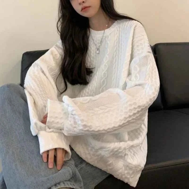 Y2K Women Solid Color Casual Sweater