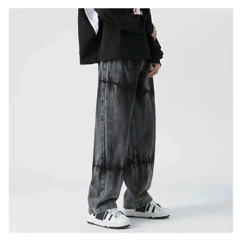 Black Tie Dye Streetwear Straight Jeans