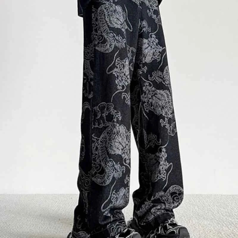 Dragon Pattern Chinese Style Retro Jeans