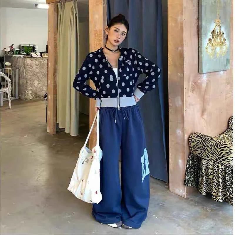 Insulated Gothic Casual Letter Print Wide Leg Sweatpants