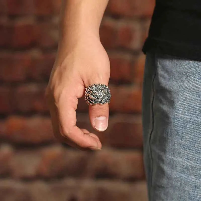 Mythical Retro Kylin Guardian Lion Ring