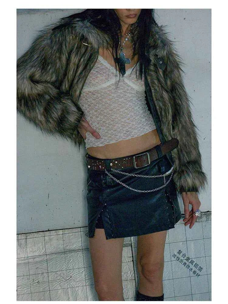 Women Vintage Luxury Thick Faux Fur Coat Jacket