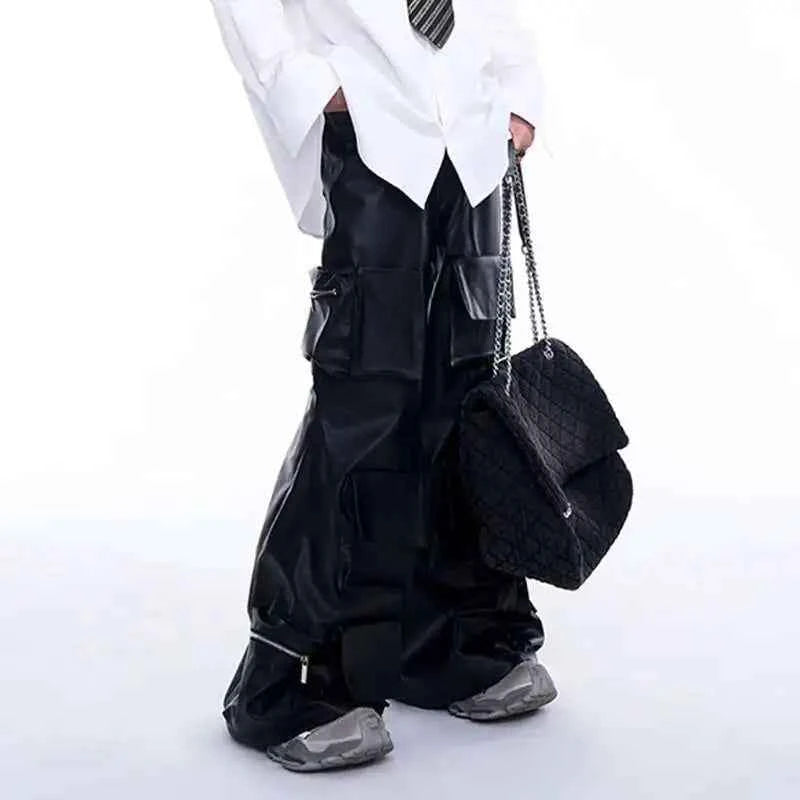 Darkwear Wide Leg PU Leather Pants