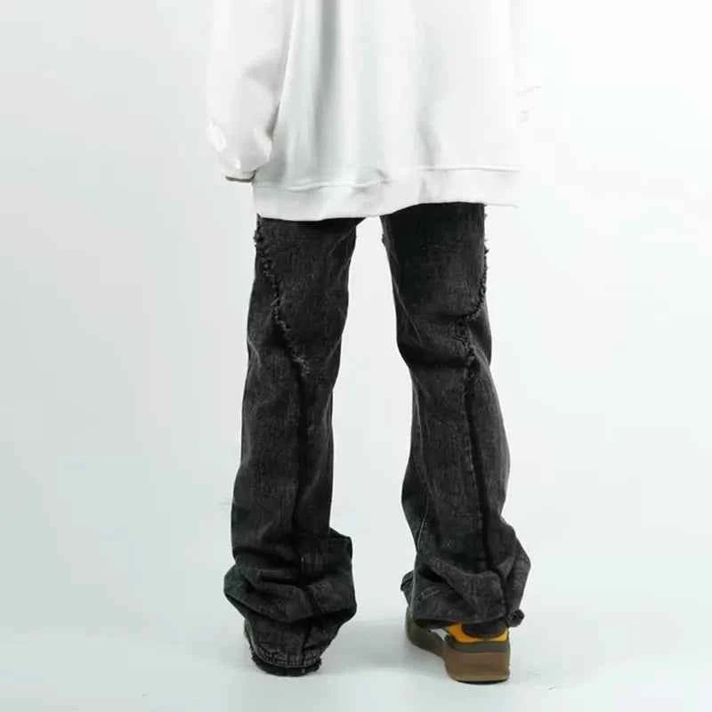 Cyber Washed Black Baggy Stacked Jeans