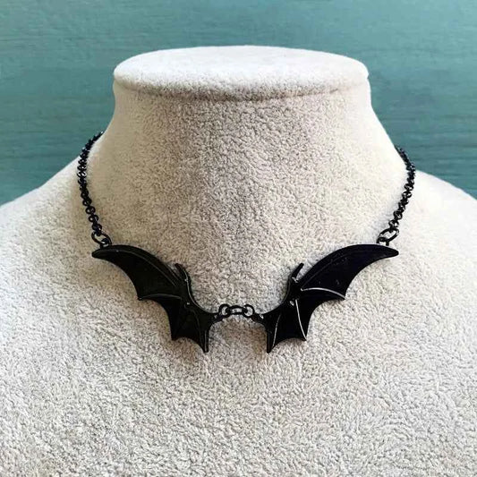 Gothic Vampire Bat Wing Pendant Necklace