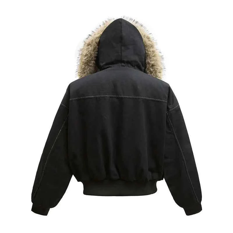 Arctic Luxe Fur-Trimmed Hooded Bomber Jacket