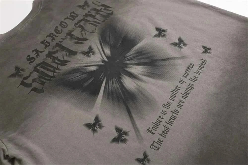 Colorful Butterfly Print Oversized Short Sleeve T-Shirt