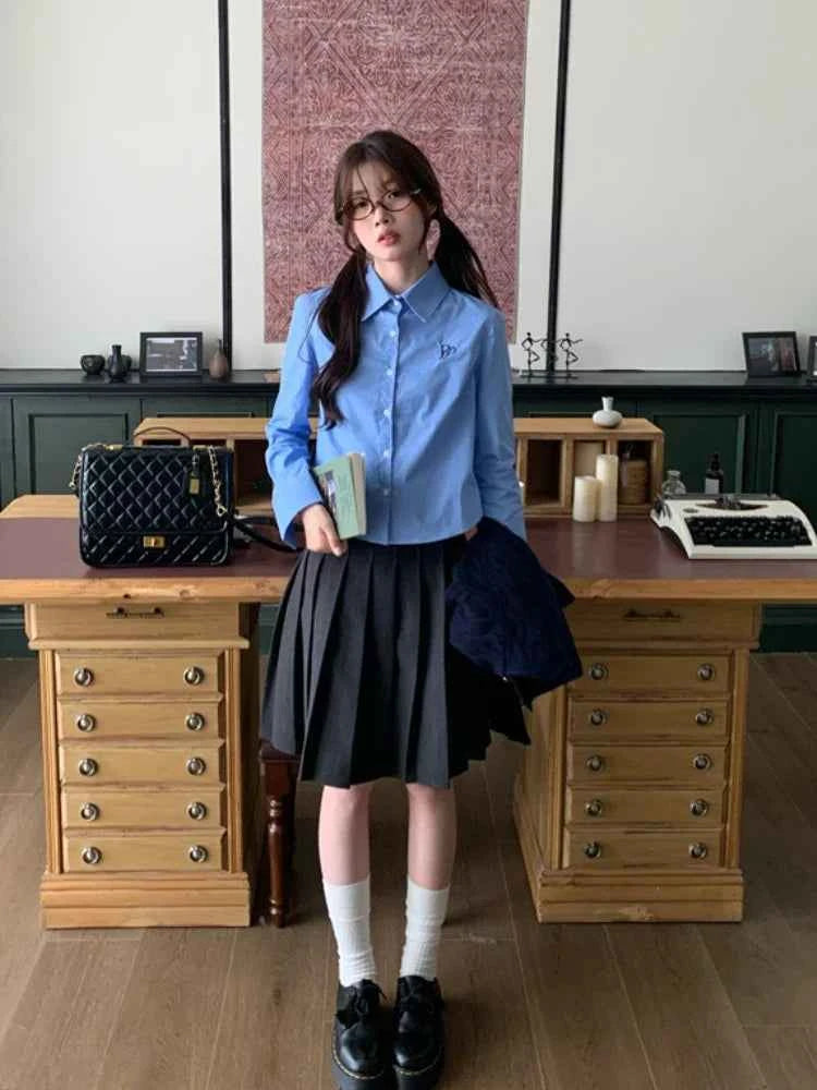 Preppy Embroidered Chill Fit Blouse Shirt