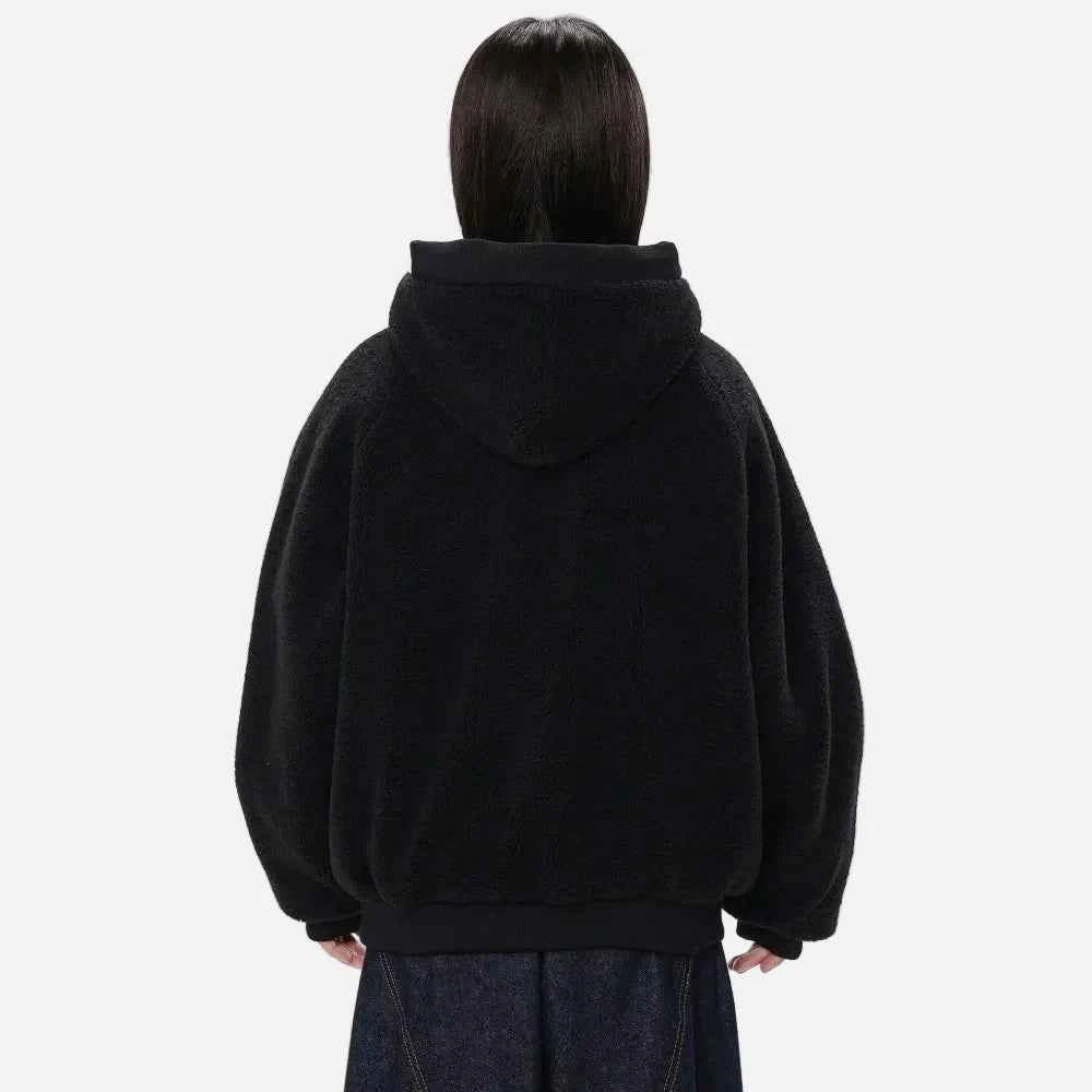 Soft Fleece Black Puffer Hooded Jacket
