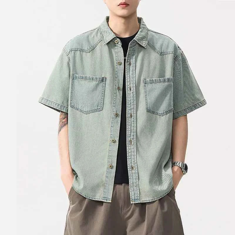 Vintage Retro Lightweight Casual Loose Denim Shirt