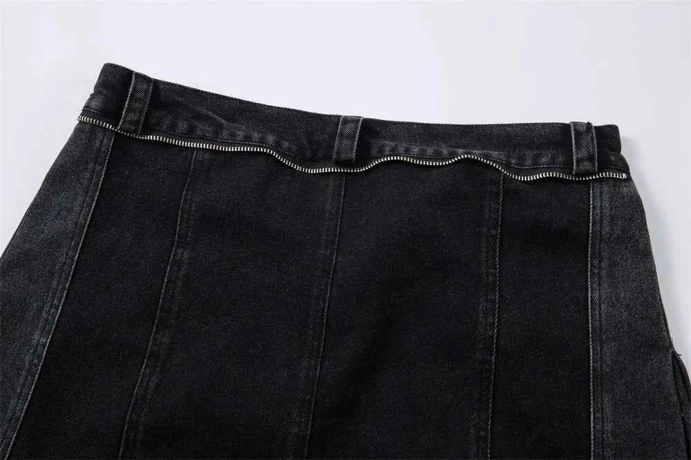 Removable Patchwork Distressed Loose Wide Leg Jeans