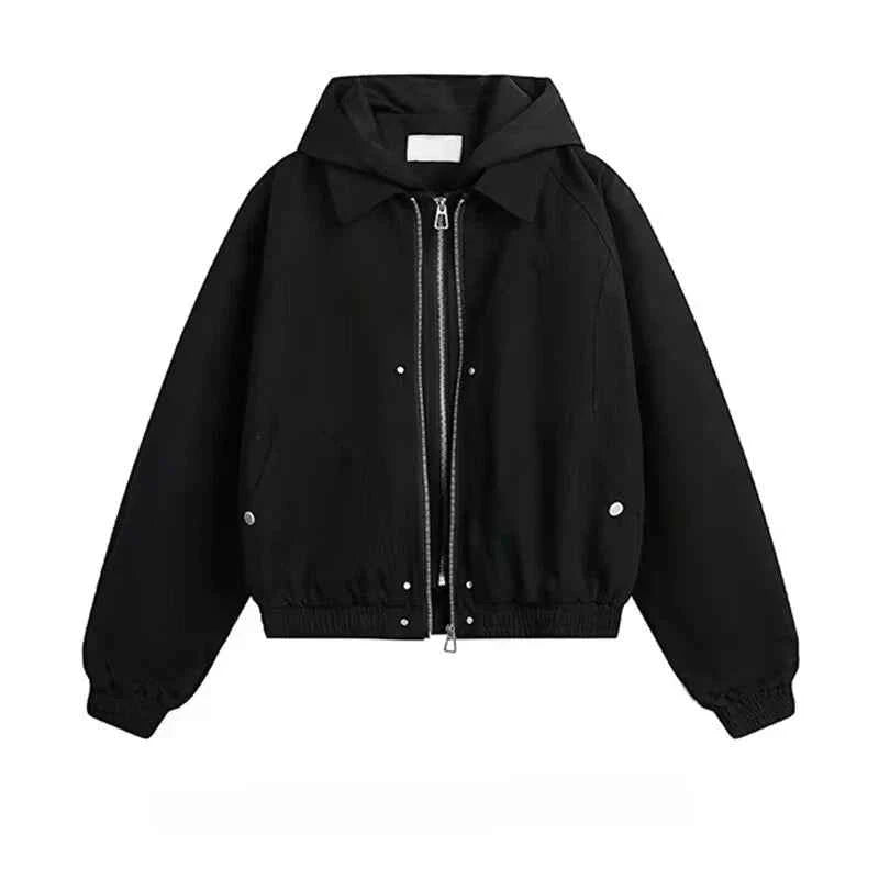 Patchwork Silhouette Retro Hooded Jacket