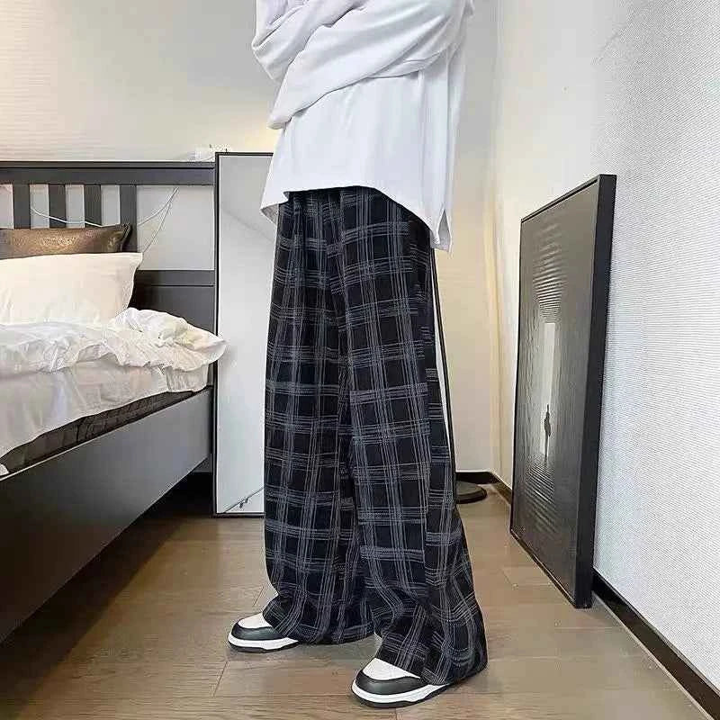 Streetwear Hip Hop Plaid Corduroy Wide Leg Pants