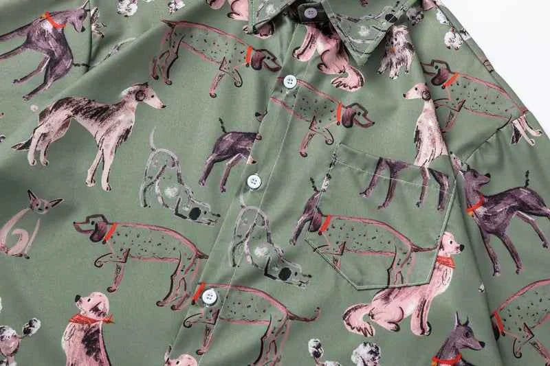 Vibrant Durable Graffiti Dog Graphic Short Sleeve Shirt