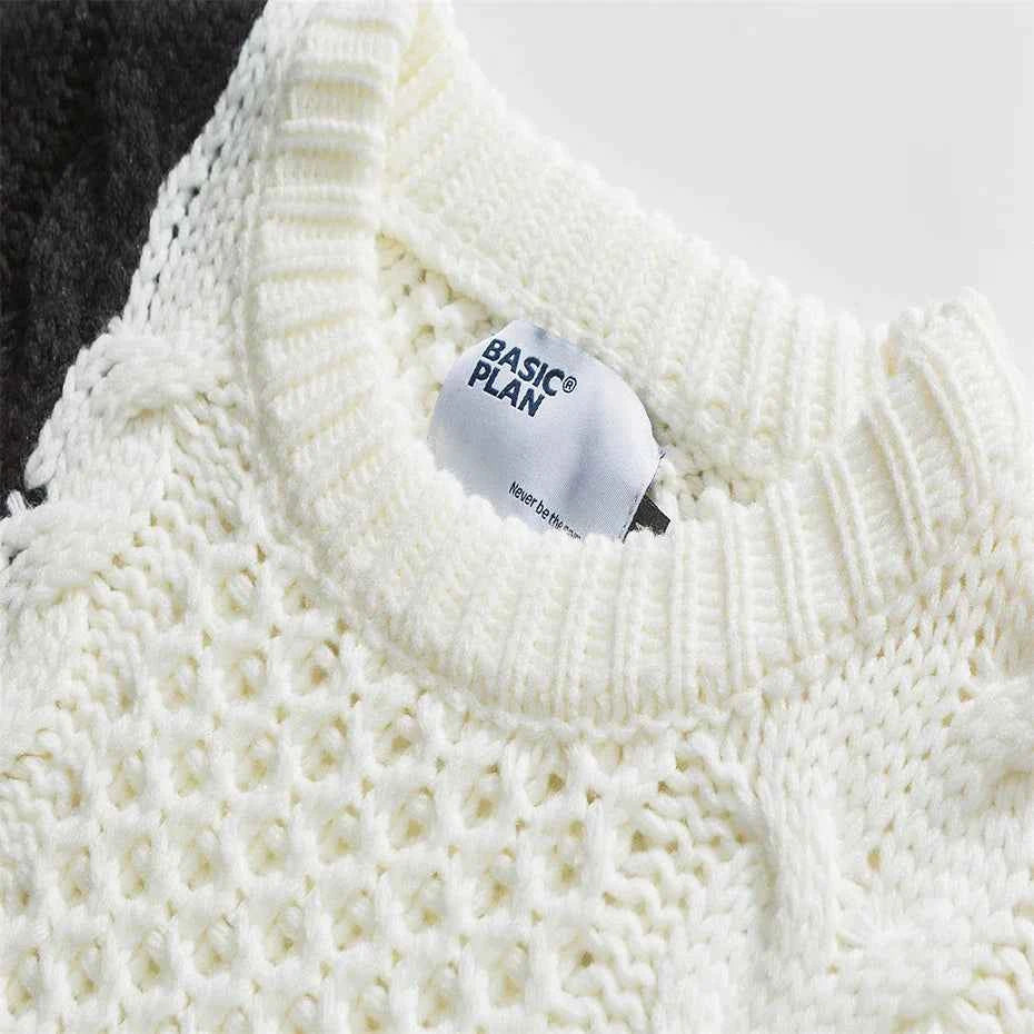 Y2K Unique Cozy Patchwork Knit Casual Sweater