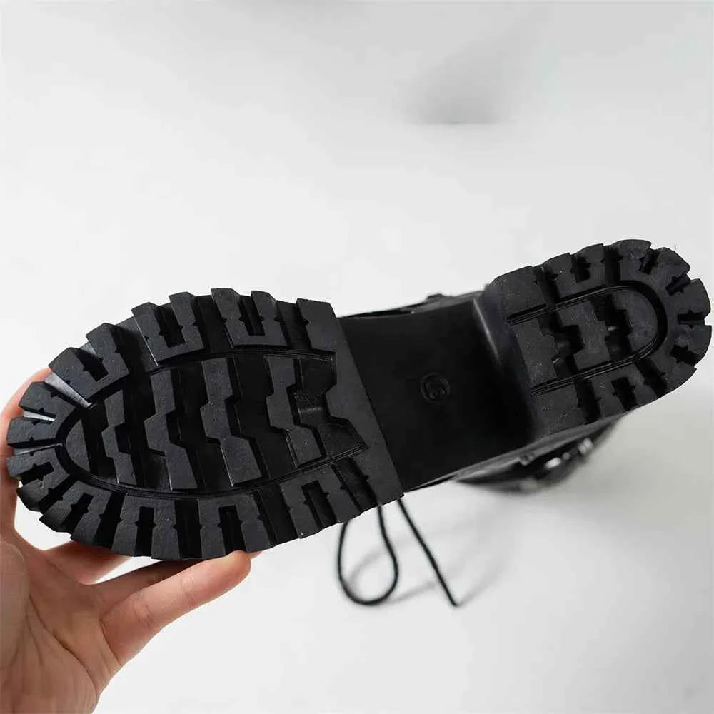 Gothic Black Platform Buckle Strap Boot