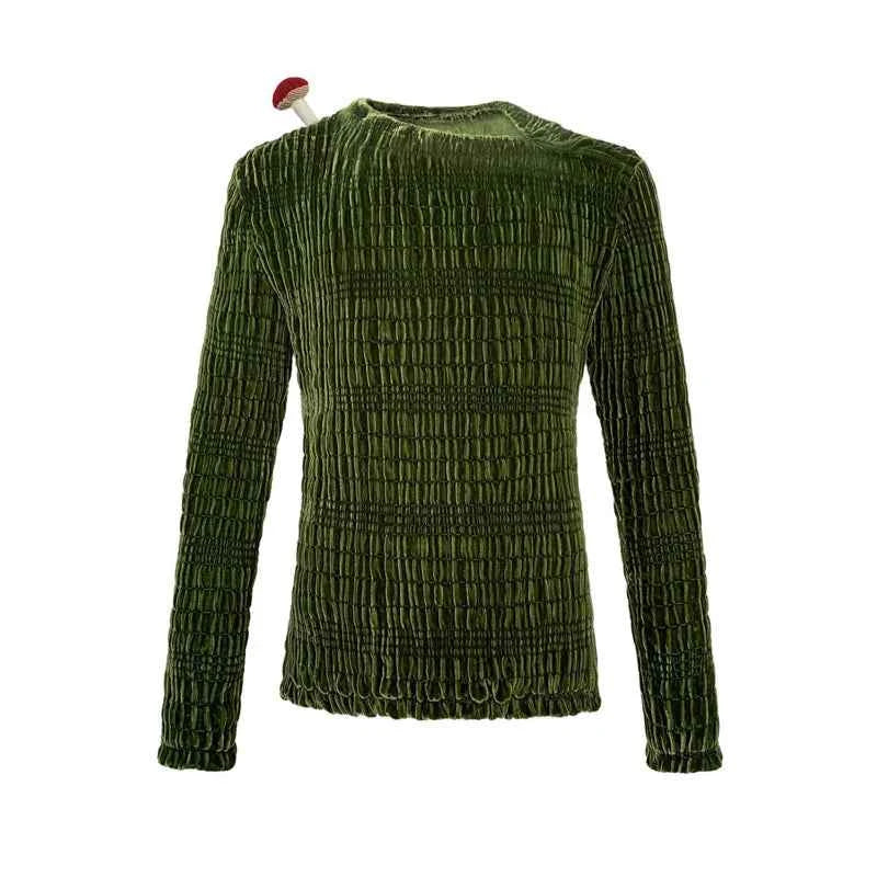 Punk Silk Velvet Asymmetrical Collar T-Shirt