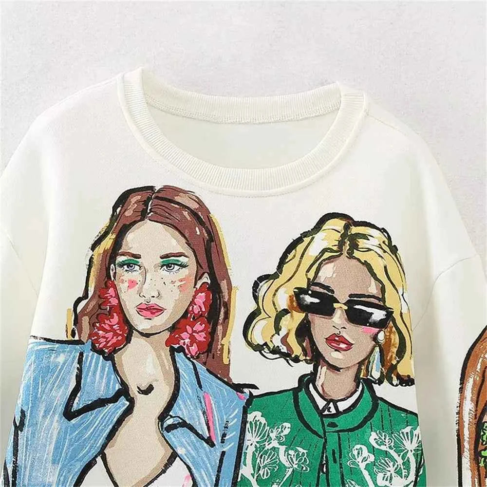 Versatile Casual Winter Girl Pattern Sweatshirt
