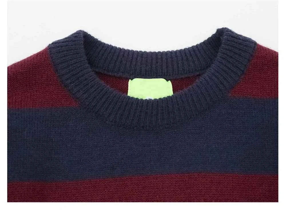 Investment Piece Streetwear Striped Knit Hip Hop Sweater