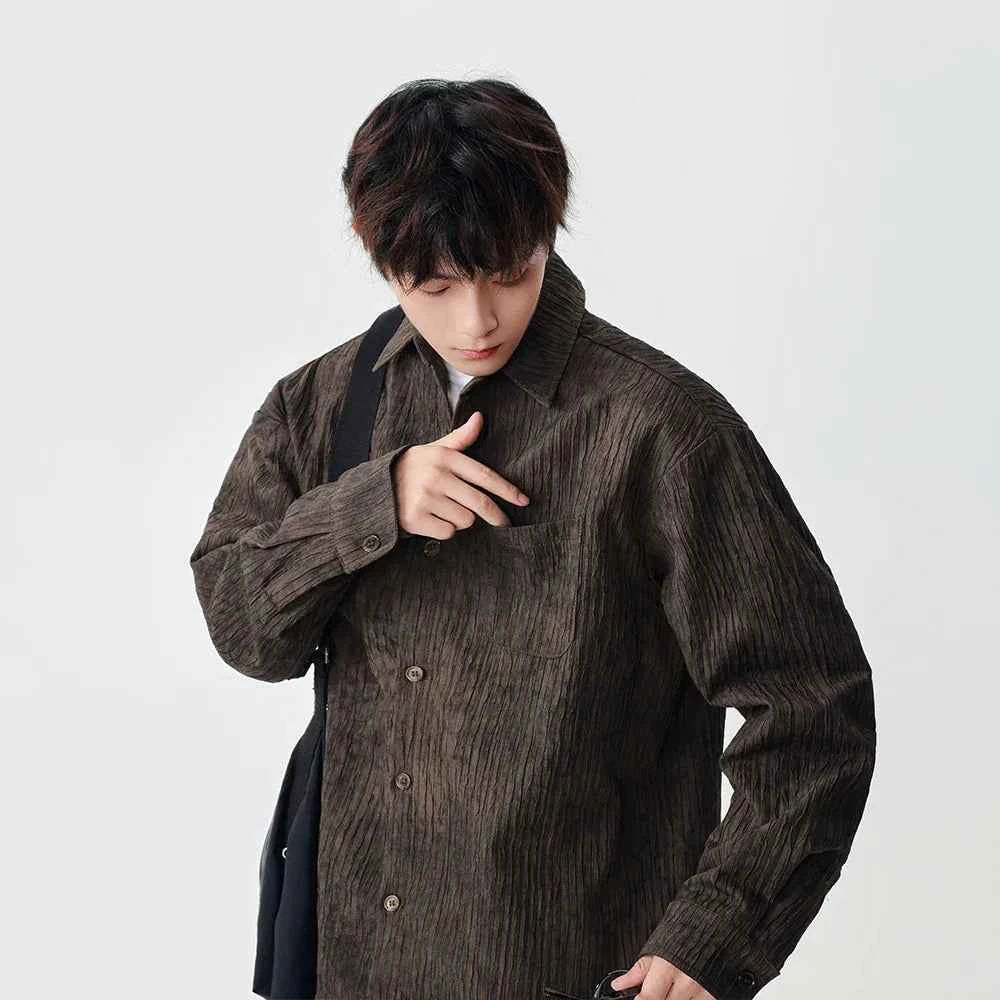 Distressed Corduroy Casual Long Sleeve Shirt