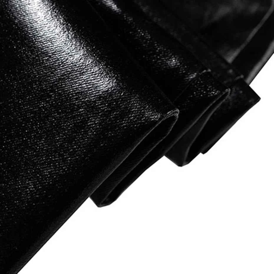 Streetwear Luxury Black Loose Flared Leather Pants
