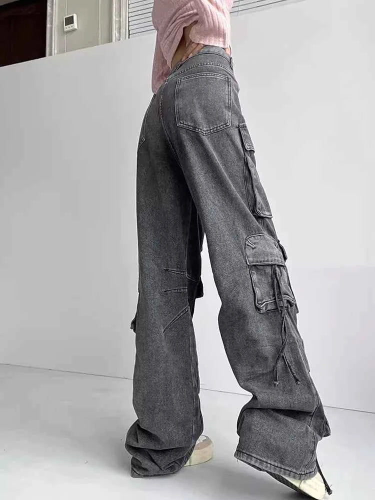 Vintage Wash Bandage High Waist Jeans