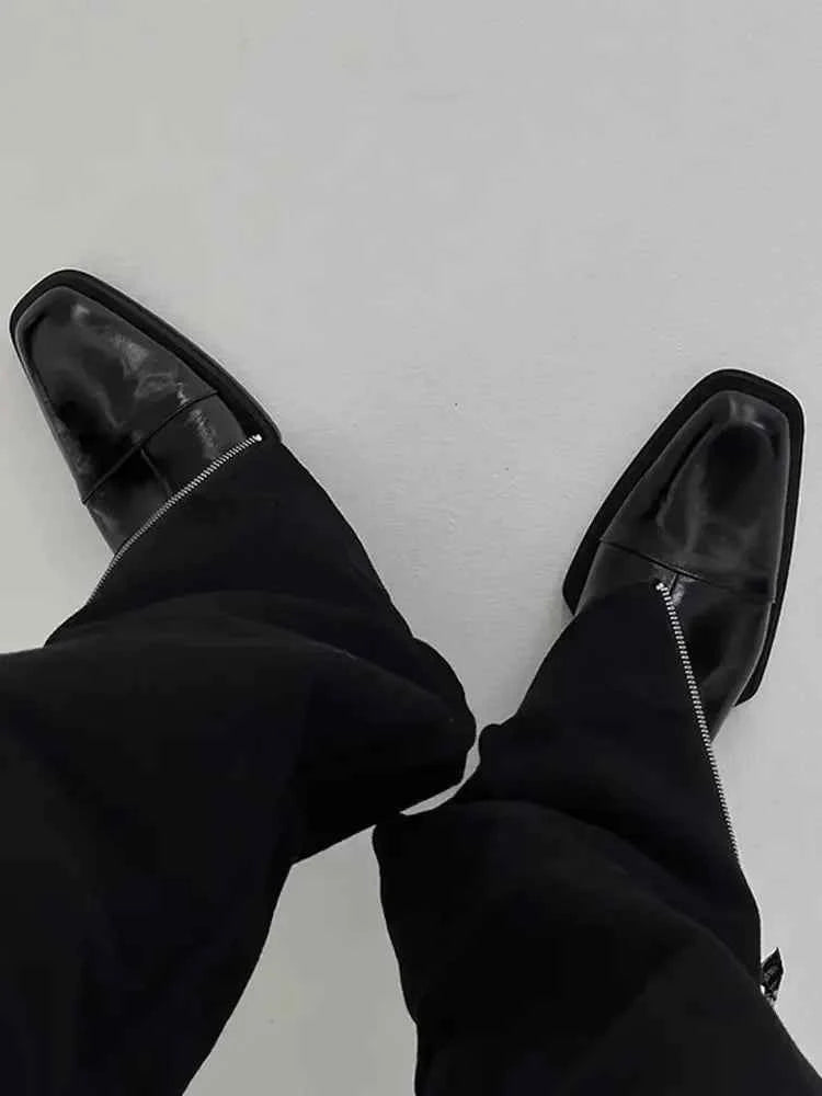 Thick Sole Chelsea Tip Height Leather Shoes