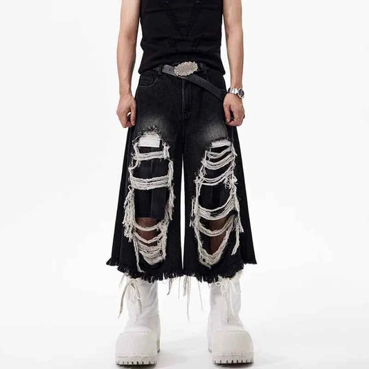Streetwear Broken Hole Denim Jorts