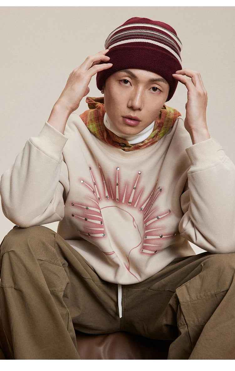 Y2K Autumn Streetwear Rivet Print Sweatshirt