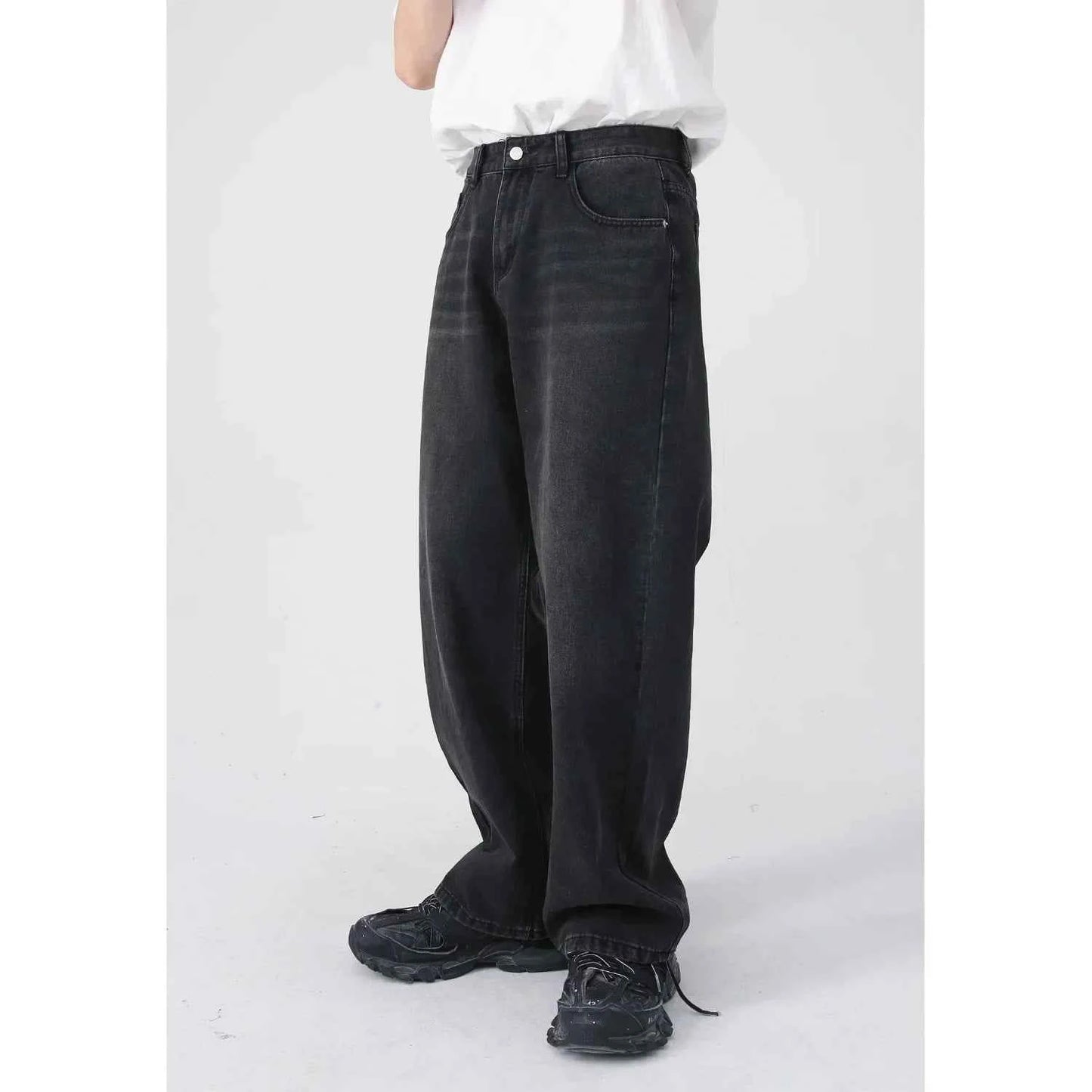 Vintage Distressed Straight Leg Denim Jeans
