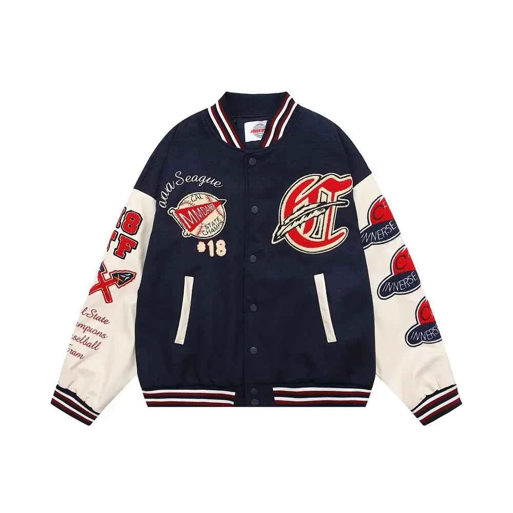 Vintage Embroidered Baseball Patchwork Varsity Jacket